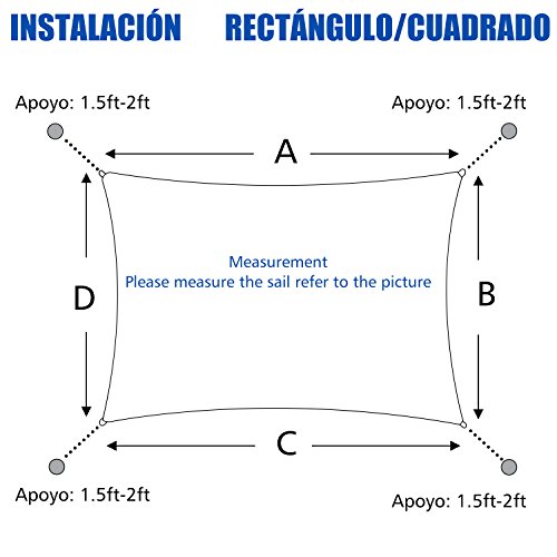 Sunnylaxx Vela de Sombra Rectangular 4 x 6 Metros, toldo Resistente y Transpirable, para Exteriores, jardín, Color Crema Sunnylaxx Vela de Sombra Rectangular 4 x 6 Metros, toldo Resistente y Transpirable, para Exteriores, jardín, Color Crema