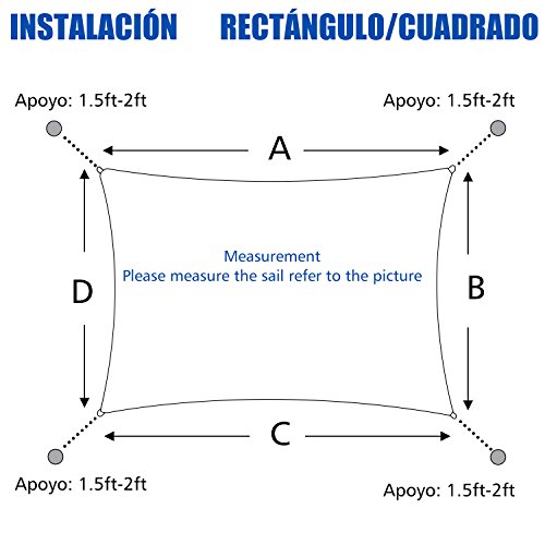 Sunnylaxx Vela de Sombra Rectangular 4 x 6 Metros, toldo Resistente y Transpirable, para Exteriores, jardín, Color Crema