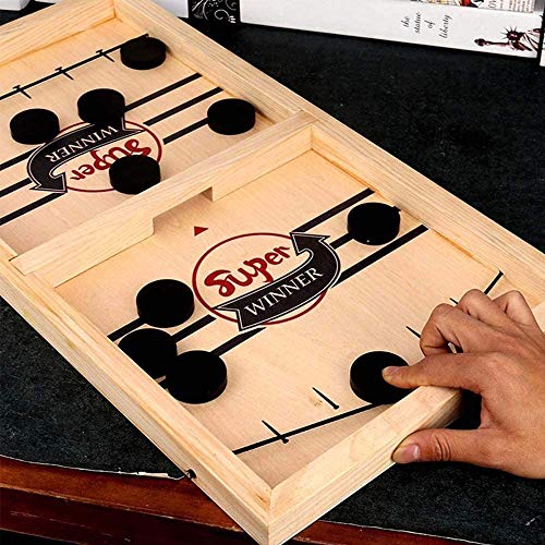 Sunshine smile Juego de Mesa de Hockey,Fast Sling Puck Juego,Juguete de Tablero de catapulta,Hockey de Madera,Juego de Hockey de Escritorio,Juegos de Mesa de Madera,Juegos de Mesa interactivos (L)