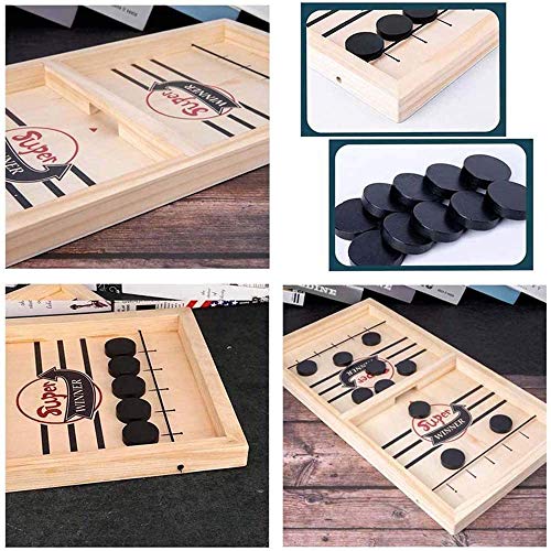 Sunshine smile Juego de Mesa de Hockey,Fast Sling Puck Juego,Juguete de Tablero de catapulta,Hockey de Madera,Juego de Hockey de Escritorio,Juegos de Mesa de Madera,Juegos de Mesa interactivos (L)