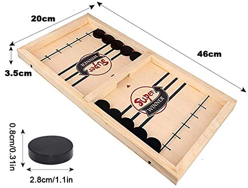 Sunshine smile Juego de Mesa de Hockey,Juegos de Tablero de Catapulta,Fast Sling Puck Juego,Hockey de Madera,Juego de Hockey de Escritorio,Juegos de Mesa de Madera,Juegos de Mesa Interactivos (A)