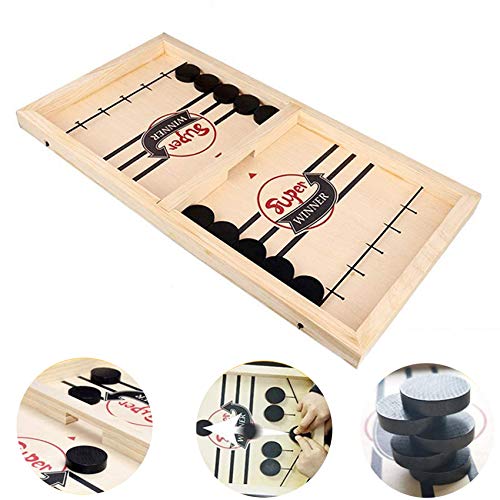 Sunshine smile Juego de Mesa de Hockey,Juegos de Tablero de Catapulta,Fast Sling Puck Juego,Hockey de Madera,Juego de Hockey de Escritorio,Juegos de Mesa de Madera,Juegos de Mesa Interactivos (A)