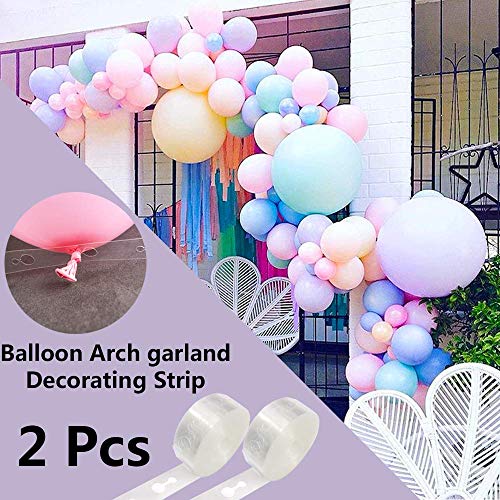 Sunshine smile Kit de Cinta de Tira Decorativa de la Columna de Arco de Arco, Tiras de Cinta de Globo con Pegamento de Punto de Pegamento de Globo, Clips de Flores, Herramienta de Corbata