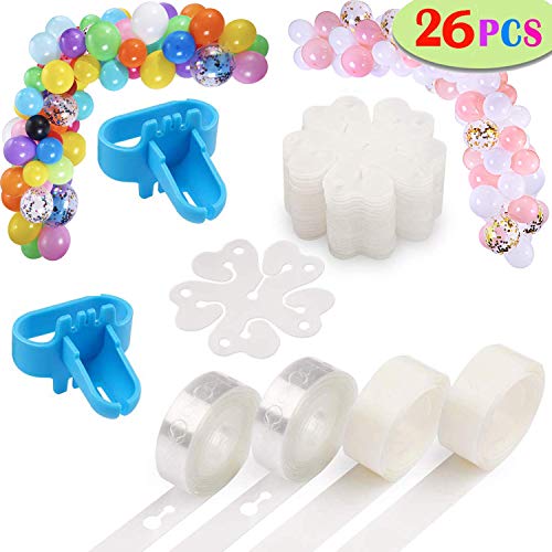 Sunshine smile Kit de Cinta de Tira Decorativa de la Columna de Arco de Arco, Tiras de Cinta de Globo con Pegamento de Punto de Pegamento de Globo, Clips de Flores, Herramienta de Corbata