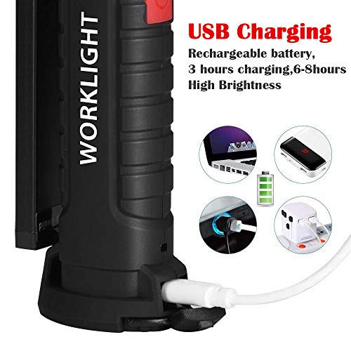 SunTop USB Recargable LED COB Lámpara de Trabajo Linterna de Mano - COB LED Linterna Luces de inspección Recargable portátil Colgando de Gancho, Soportes magnéticos SunTop USB Recargable LED COB Lámpara de Trabajo Linterna de Mano - COB LED Linterna Luces de inspección Recargable portátil Colgando de Gancho, Soportes magnéticos