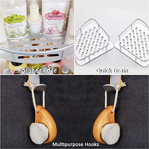 sunvito Estantes para Ducha, Entramado de baño, Estantes de baño de Aluminio Espacial Perforado, con Gancho para Colgar, para Champú y Gel De Ducha (Organizador de Ducha 2 Niveles) sunvito Estantes para Ducha, Entramado de baño, Estantes de baño de Aluminio Espacial Perforado, con Gancho para Colgar, para Champú y Gel De Ducha (Organizador de Ducha 2 Niveles)