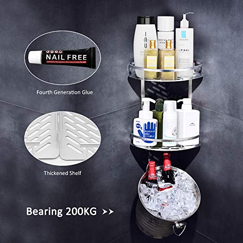 sunvito Estantes para Ducha, Entramado de baño, Estantes de baño de Aluminio Espacial Perforado, con Gancho para Colgar, para Champú y Gel De Ducha (Organizador de Ducha 2 Niveles) sunvito Estantes para Ducha, Entramado de baño, Estantes de baño de Aluminio Espacial Perforado, con Gancho para Colgar, para Champú y Gel De Ducha (Organizador de Ducha 2 Niveles)