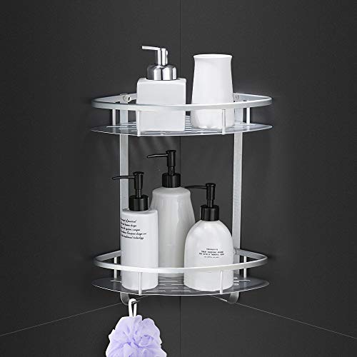 sunvito Estantes para Ducha, Entramado de baño, Estantes de baño de Aluminio Espacial Perforado, con Gancho para Colgar, para Champú y Gel De Ducha (Organizador de Ducha 2 Niveles) sunvito Estantes para Ducha, Entramado de baño, Estantes de baño de Aluminio Espacial Perforado, con Gancho para Colgar, para Champú y Gel De Ducha (Organizador de Ducha 2 Niveles)