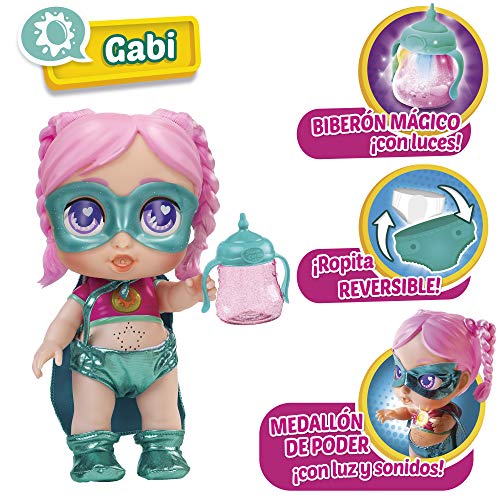 Super Cute - Muñecas para niñas Super Cute Muñeca Interactiva superheroína Gabi con biberón mágico y Accesorios Muñecas Niñas 3 años Muñecas bebé recién nacido para niños niñas