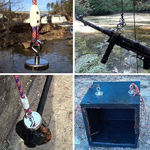 Super Potente tirar redondo imán de neodimio con avellanado agujero y cáncamo 181kg fuerza de tracción,diámetro 60 mm y 6 mm trenzado cuerda 66 ft - perfecto para imán pesca y recuperar Salvage Super Potente tirar redondo imán de neodimio con avellanado agujero y cáncamo 181kg fuerza de tracción,diámetro 60 mm y 6 mm trenzado cuerda 66 ft - perfecto para imán pesca y recuperar Salvage