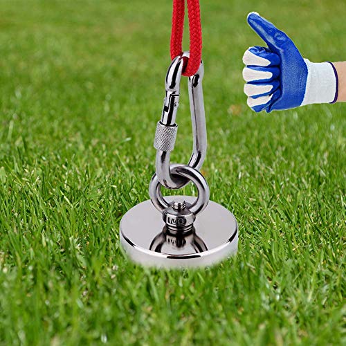 Super Potente tirar redondo imán de neodimio con avellanado agujero y cáncamo 181kg fuerza de tracción,diámetro 60 mm y 6 mm trenzado cuerda 66 ft - perfecto para imán pesca y recuperar Salvage Super Potente tirar redondo imán de neodimio con avellanado agujero y cáncamo 181kg fuerza de tracción,diámetro 60 mm y 6 mm trenzado cuerda 66 ft - perfecto para imán pesca y recuperar Salvage