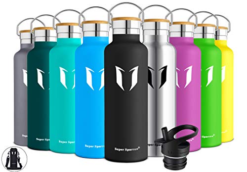 Super Sparrow Botella de agua aislada al vacío de acero inoxidable, diseño de pared doble, boca estándar - 350ml / 500ml / 620ml / 750ml / 1L - sin bpa Botellas - para correr, gimnasio, yoga, ciclismo