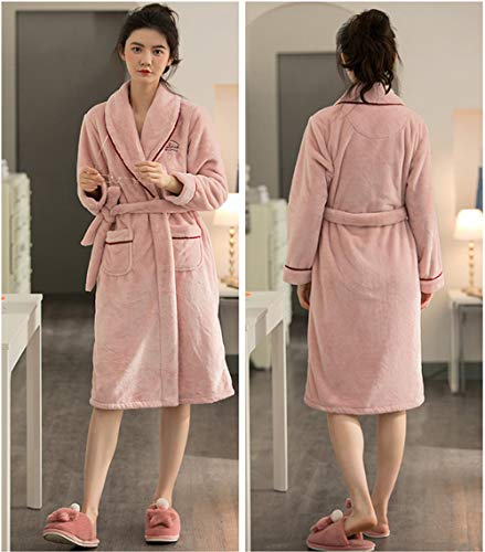 Súper Suave Comodo Bata de Baño,Espesar Mujer Suave Bata de Baño,Albornoz de Felpa Gruesa, cálido Albornoz casero-Pink_L Súper Suave Comodo Bata de Baño,Espesar Mujer Suave Bata de Baño,Albornoz de Felpa Gruesa, cálido Albornoz casero-Pink_L
