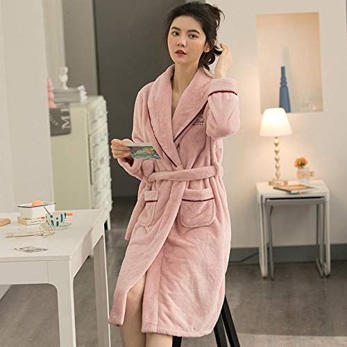 Súper Suave Comodo Bata de Baño,Espesar Mujer Suave Bata de Baño,Albornoz de Felpa Gruesa, cálido Albornoz casero-Pink_L Súper Suave Comodo Bata de Baño,Espesar Mujer Suave Bata de Baño,Albornoz de Felpa Gruesa, cálido Albornoz casero-Pink_L
