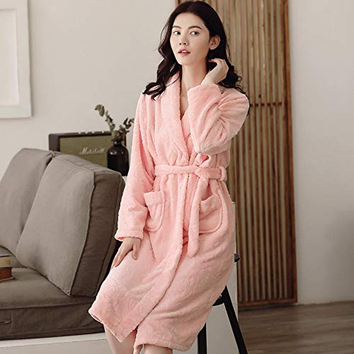Súper Suave Comodo Bata de Baño,Espesar Mujer Suave Bata de Baño,Albornoz de Felpa Gruesa, cálido Albornoz casero-Pink_L Súper Suave Comodo Bata de Baño,Espesar Mujer Suave Bata de Baño,Albornoz de Felpa Gruesa, cálido Albornoz casero-Pink_L