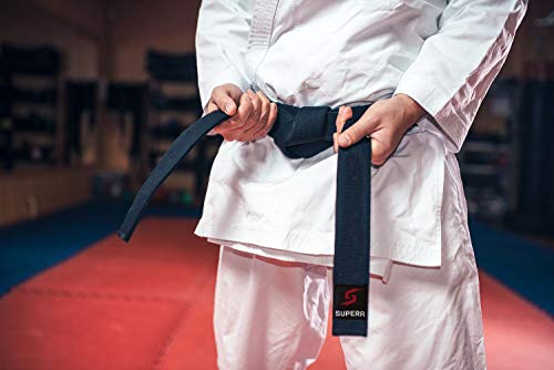 Supera Cinturón de artes marciales, largo de kárate, de tela extragruesa, para niños y adultos, cinturón de taekwondo, Blanco, 220 cm