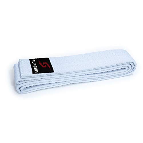 Supera Cinturón de artes marciales, largo de kárate, de tela extragruesa, para niños y adultos, cinturón de taekwondo, Blanco, 220 cm Supera Cinturón de artes marciales, largo de kárate, de tela extragruesa, para niños y adultos, cinturón de taekwondo, Blanco, 220 cm