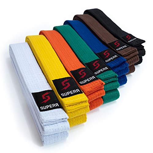 Supera Cinturón de artes marciales, largo de kárate, de tela extragruesa, para niños y adultos, cinturón de taekwondo, Blanco, 220 cm Supera Cinturón de artes marciales, largo de kárate, de tela extragruesa, para niños y adultos, cinturón de taekwondo, Blanco, 220 cm