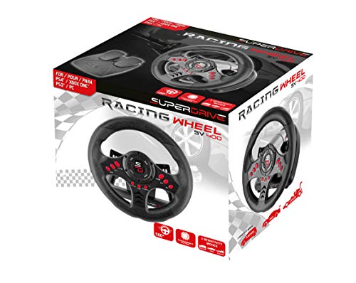 Superdrive - Volante de carreras SV400 con pedales y paletas de cambio para PS4 - Xbox One - PC y PS3