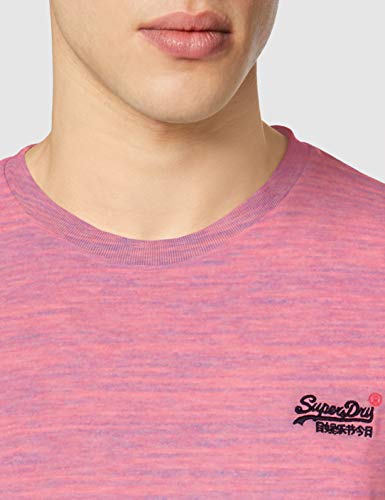 Superdry OL Vintage Emb Crew Camiseta, Rosa (Neon Pink Space Dye T3b), L para Hombre