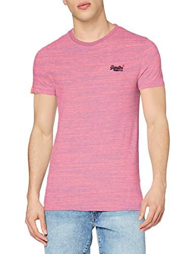 Superdry OL Vintage Emb Crew Camiseta, Rosa (Neon Pink Space Dye T3b), L para Hombre