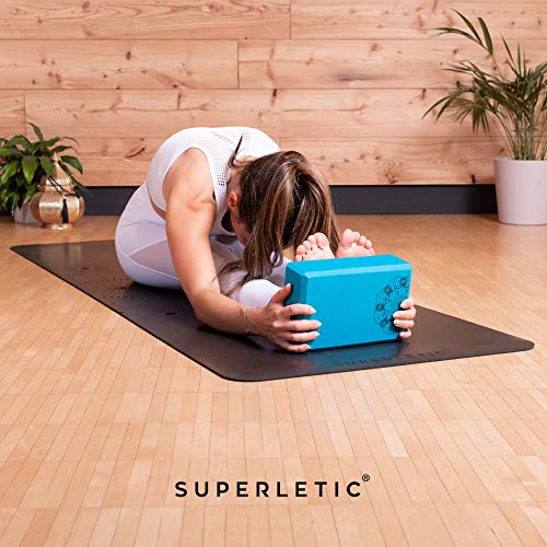 SUPERLETIC® Bloque de yoga Essential I Juego de 2 bloques de yoga para apoyo de Asanas, accesorios de yoga, ladrillos para fitness, pilates y meditación