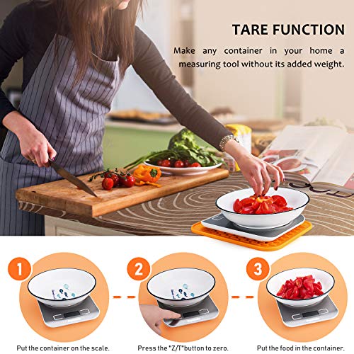 Supkitdin Básculas de Cocina Digitales, básculas de Cocina de Acero Inoxidable de Primera Calidad, Pantalla LCD, Viene con un útil tapete de Silicona (Plateado) Supkitdin Básculas de Cocina Digitales, básculas de Cocina de Acero Inoxidable de Primera Calidad, Pantalla LCD, Viene con un útil tapete de Silicona (Plateado)