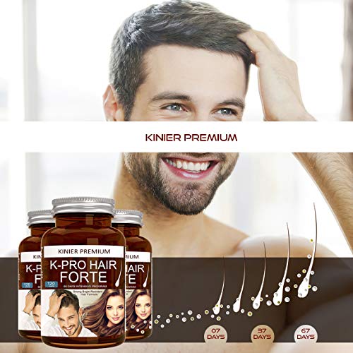 SUPLEMENTO CAPILAR para el Crecimiento y Fortalecimiento del Pelo K-PRO HAIR FORTE - 120 Cápsulas (2 meses) - Metiotina, Cistina, Biotina, Mijo, Cardo Marinao,CLA, Zinc, Cobre, Selenio + Vitaminas