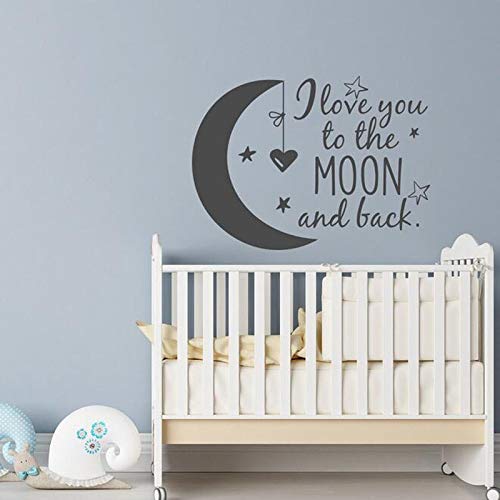 supmsds Bebé Niños Dormitorio Pegatinas de Pared Luna Estrellas Corazón Vinilo Extraíble Cita Calcomanía Te Amo hasta la Luna y de Vuelta a casa 74X105CM