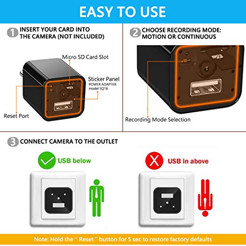 Supoggy Mini Cámara Espía 1080P Portátil Cámara Oculta Cámara Detector de Movimiento No Incluidas Tarjeta SD