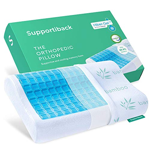 Supportiback Almohada ortopédica terapéutica con contornos de espuma de memoria, gel disipador del calor, funda extraíble hipoalergénica lavable, diseñada médicamente para dolor de cuello y espalda