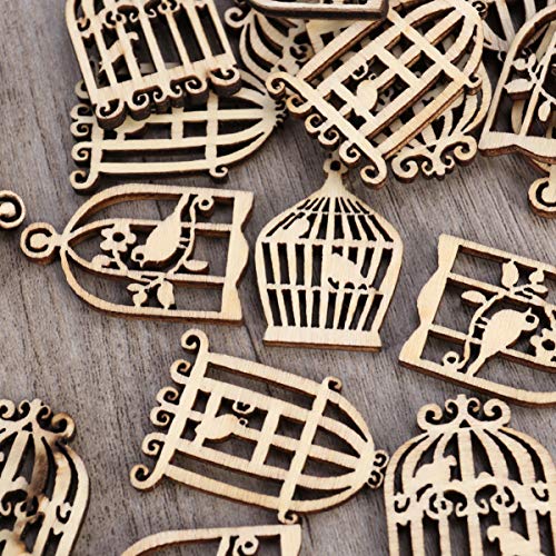 SUPVOX 50 piezas de rodajas de madera en forma de jaula de pÔjaro adornos colgantes adornos decoración decoración de fiesta de navidad para hacer manualidades de bricolaje SUPVOX 50 piezas de rodajas de madera en forma de jaula de pÔjaro adornos colgantes adornos decoración decoración de fiesta de navidad para hacer manualidades de bricolaje