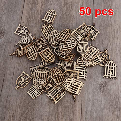 SUPVOX 50 piezas de rodajas de madera en forma de jaula de pÔjaro adornos colgantes adornos decoración decoración de fiesta de navidad para hacer manualidades de bricolaje SUPVOX 50 piezas de rodajas de madera en forma de jaula de pÔjaro adornos colgantes adornos decoración decoración de fiesta de navidad para hacer manualidades de bricolaje