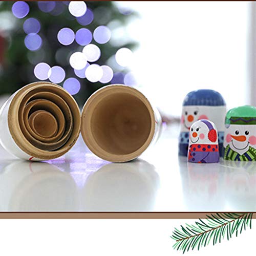 SUPVOX Muñecas Matrioska De Madera Muñeco De Nieve Muñecas Rusas De Anidación 5 Capas Juguetes para Niños Fiesta De Invierno De Navidad Deseo De Regalo