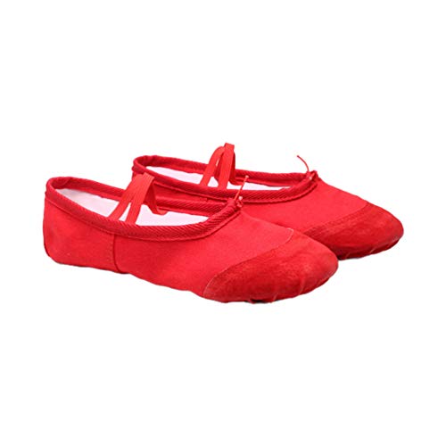 SUPVOX Zapatillas de Ballet Zapatos de Baile Zapatillas de Lona y Cuero para niños niñas pequeñas Zapatos de Baile de Yoga Talla roja 23