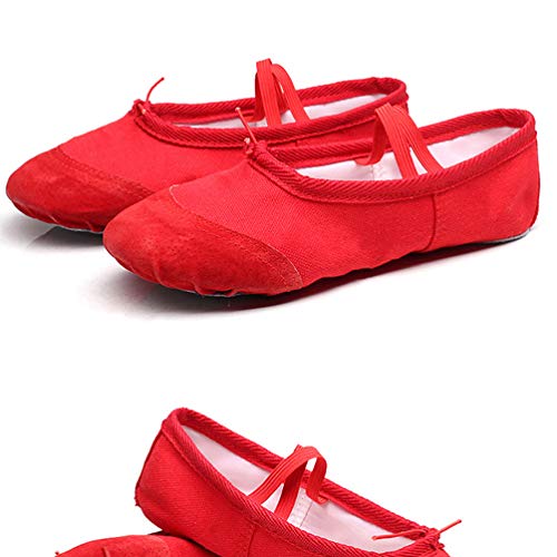 SUPVOX Zapatillas de Ballet Zapatos de Baile Zapatillas de Lona y Cuero para niños niñas pequeñas Zapatos de Baile de Yoga Talla roja 23