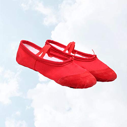 SUPVOX Zapatillas de Ballet Zapatos de Baile Zapatillas de Lona y Cuero para niños niñas pequeñas Zapatos de Baile de Yoga Talla roja 23