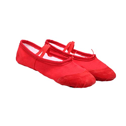 SUPVOX Zapatillas de Ballet Zapatos de Baile Zapatillas de Lona y Cuero para niños niñas pequeñas Zapatos de Baile de Yoga Talla roja 23