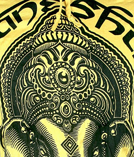 Sure Camiseta con Capucha Hombre Ganesha - El Dios Elefante Talla M L XL India Hinduismo Buda Yoga (L, Amarillo)