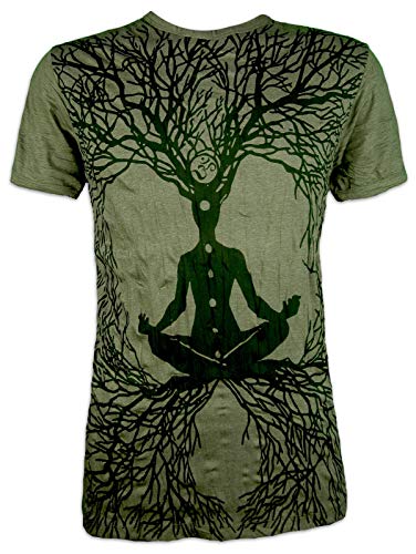 Sure Camiseta Hombre Wicca Art Gurú Talla M L XL Budismo Yoga Magia Alternativa Brujo Mago (L, Ejercito Verde)