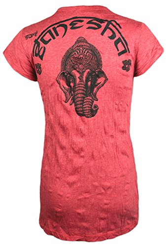 Sure Clothing Camiseta Mujer Ganesha - Dios Elefante Talla S M L Espíritu Tao Zen Budismo Yoga Boho Hinduismo Namaste (S, Rojo)