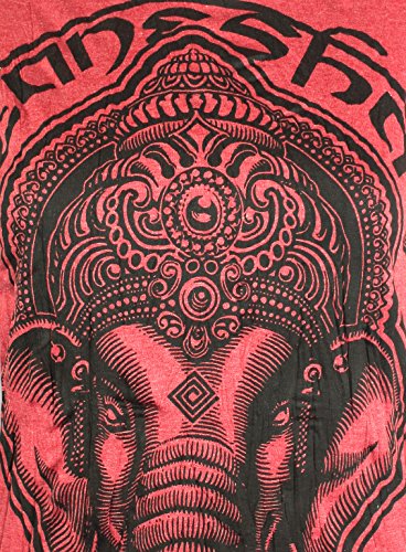 Sure Clothing Camiseta Mujer Ganesha - Dios Elefante Talla S M L Espíritu Tao Zen Budismo Yoga Boho Hinduismo Namaste (S, Rojo)
