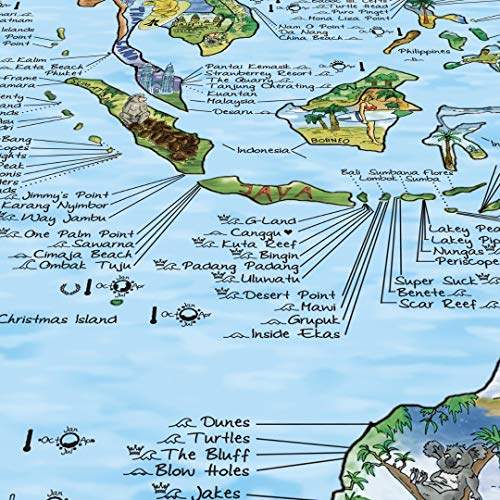 Surftrip Map by Awesome Maps - Mapa mundial ilustrado para los surfistas - reescribible - 97,5 x 56 cm