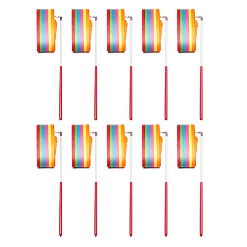 Surplex 10pcs 2 Metros de Arte Gimnasia Cinta rítmica Twirling Baton Rod, Gym Dance Ribbon Wand Streamer y Stick para niños, Rainbow Surplex 10pcs 2 Metros de Arte Gimnasia Cinta rítmica Twirling Baton Rod, Gym Dance Ribbon Wand Streamer y Stick para niños, Rainbow