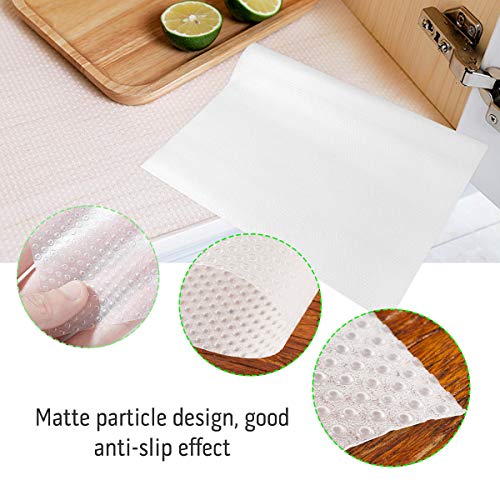 Surplex 4 Rollos EVA Protector Antideslizante Cocina, Forro de cajón Reutilizable Cuttable Impermeable Antibacterianas Mat, Adecuado para Gabinetes, Refrigeradores, Mesas, 45 * 150cm, translúcido