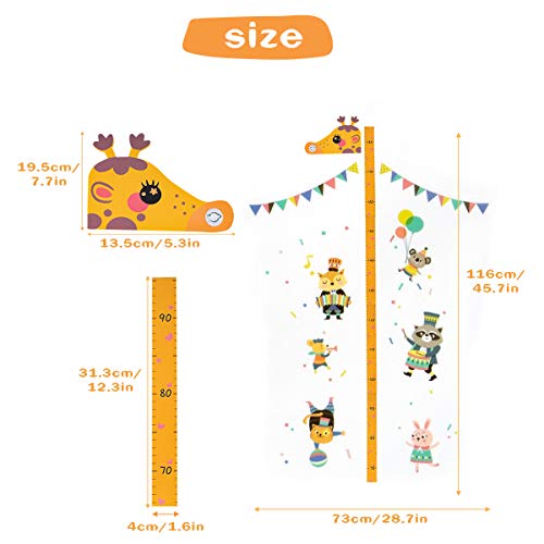 Surplex Gráfico de crecimiento giraffa 3D, EVA Magnético Móvil Extraíble Medidor de Altura Infantil, Musical, Pegatina Decorativa Infantil Adhesiva Para Pared Dibujos Animados Con Regla