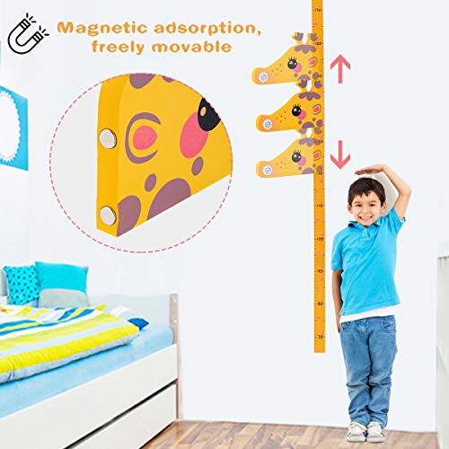 Surplex Gráfico de crecimiento giraffa 3D, EVA Magnético Móvil Extraíble Medidor de Altura Infantil, Musical, Pegatina Decorativa Infantil Adhesiva Para Pared Dibujos Animados Con Regla