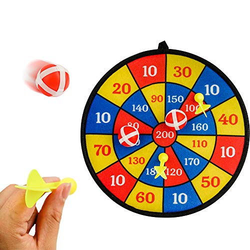 Surplex Tablero De Dardos Colgante para Niños para Interiores o Exteriores, 4 Pelotas 4 Dardos con Revestimiento De para Agarre Firme Tablero De Dardos con Juego De Lanzamiento,30cm