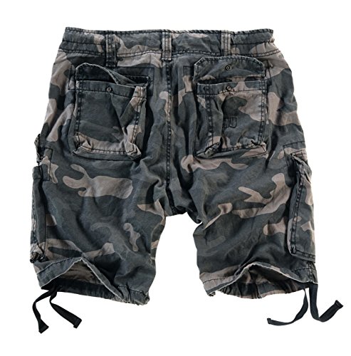 Surplus Hombres Airborne Vintage Pantalones Cortos Lavado Black Camo tamaño L