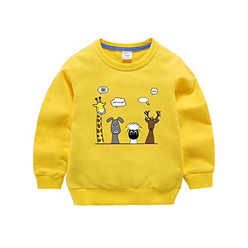 Surwin Sudadera Cuello Redondo para niños Unisex Jersey Manga Larga Algodón Suave Casual Camiseta Superior Ropa Invierno Chándal (Amarillo,80cm)